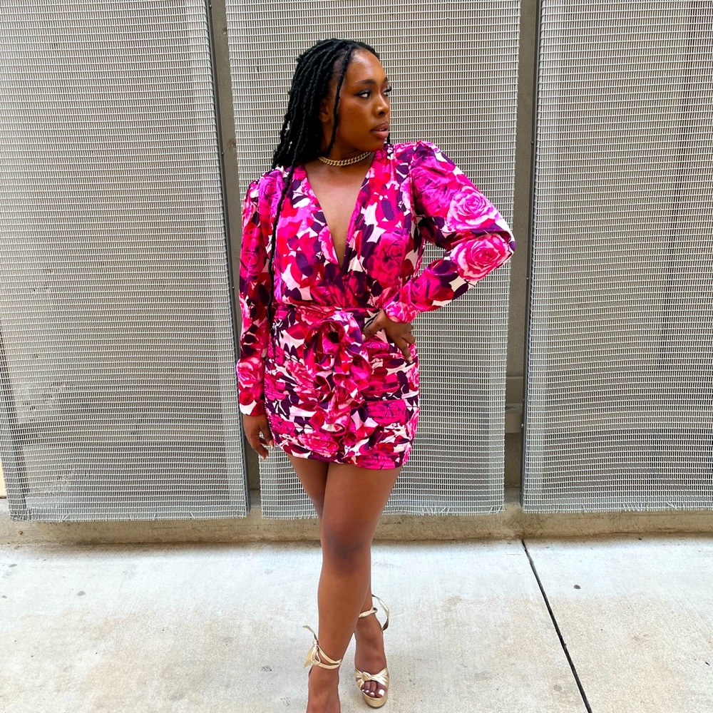 Floral print mini dress